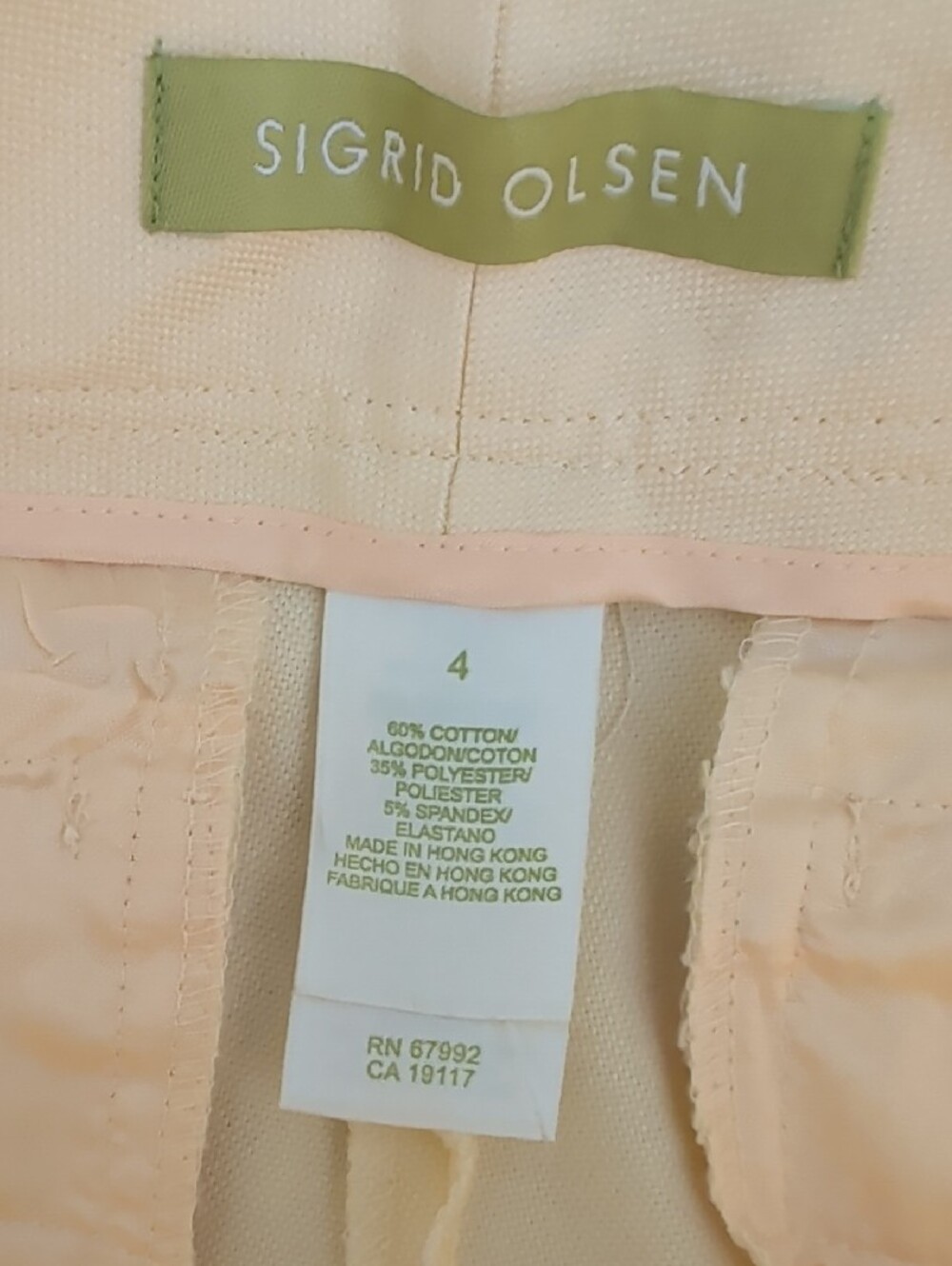 Sigrid Olsen Butter Yellow Cropped Pants Size 4 | Cotton Stretch Straight Leg - Picture 3 of 4